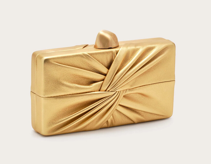 Cult Gaia Lisse Gold Leather Clutch