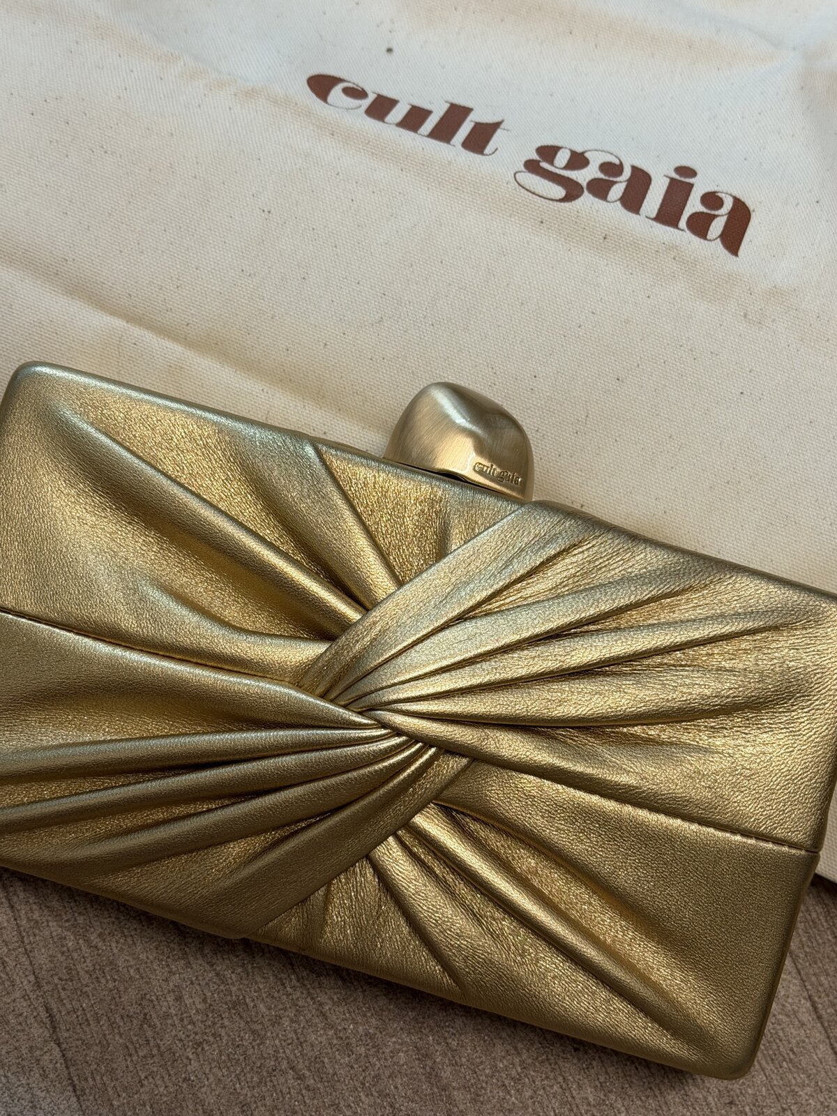 Cult Gaia Lisse Gold Leather Clutch