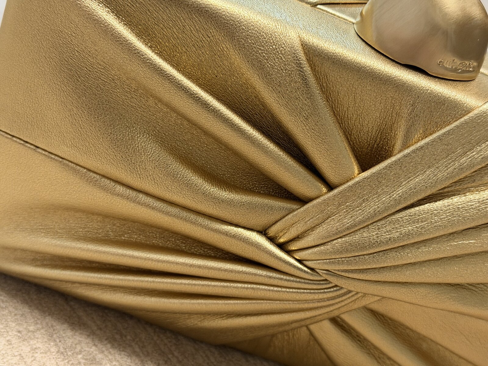 Cult Gaia Lisse Gold Leather Clutch