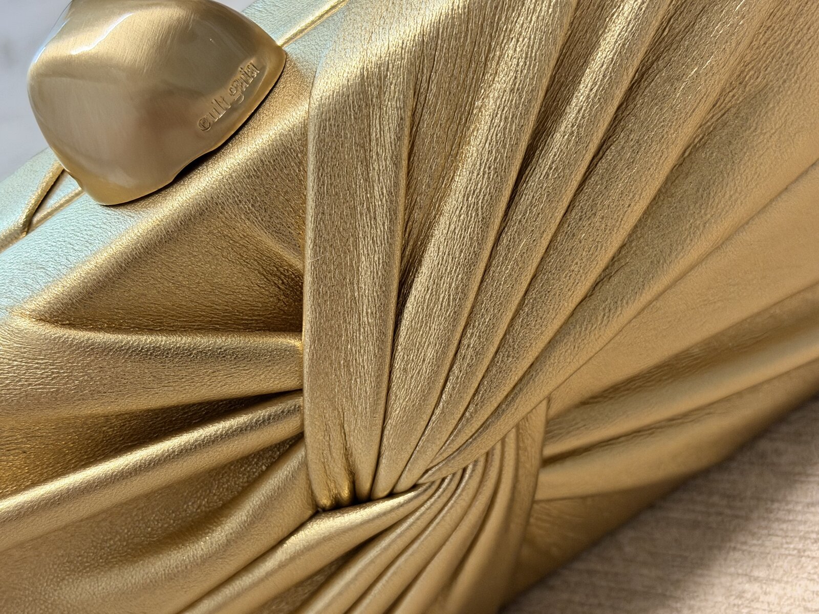Cult Gaia Lisse Gold Leather Clutch
