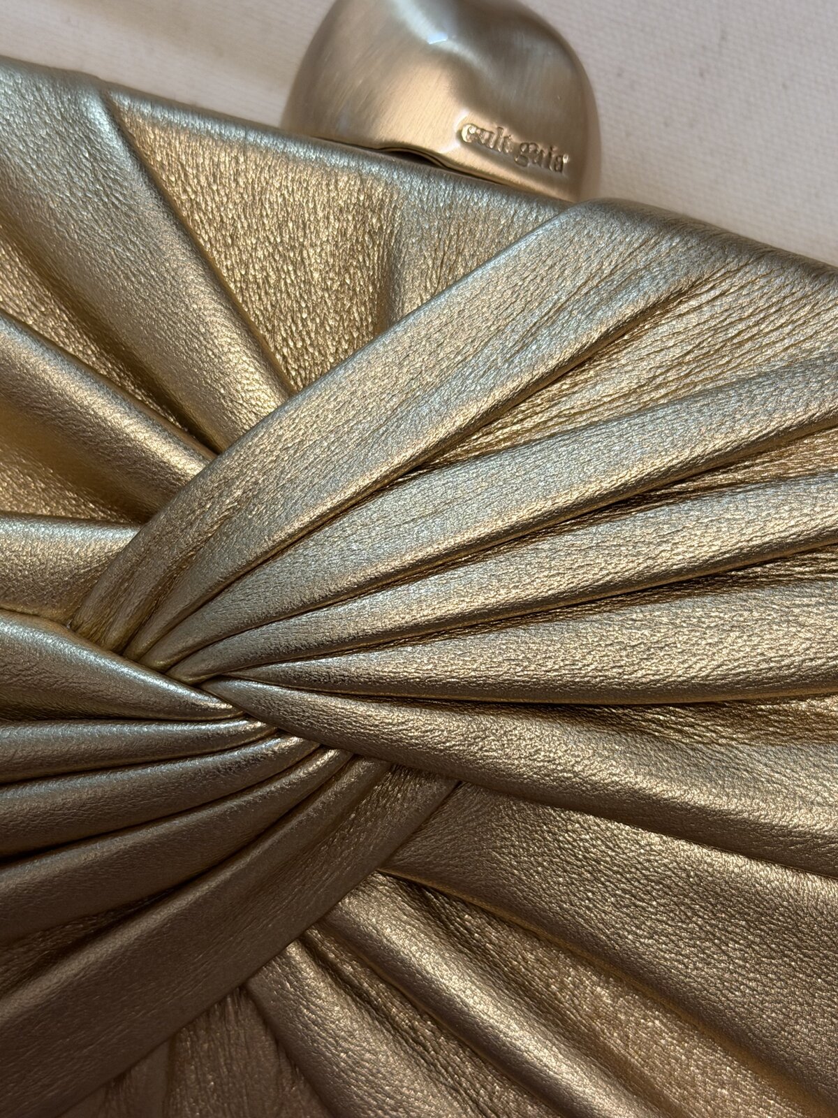 Cult Gaia Lisse Gold Leather Clutch