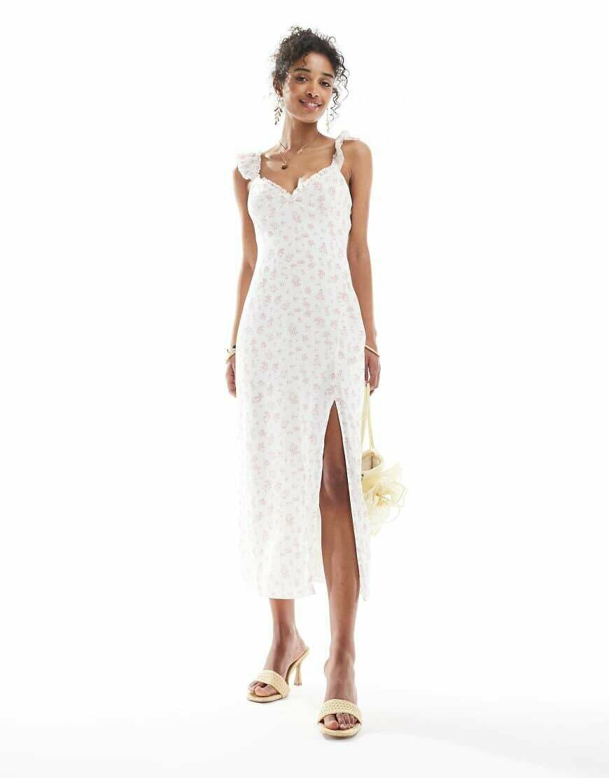 Pink Floral Frill Detail Maxi Dress – BNWT – Size L