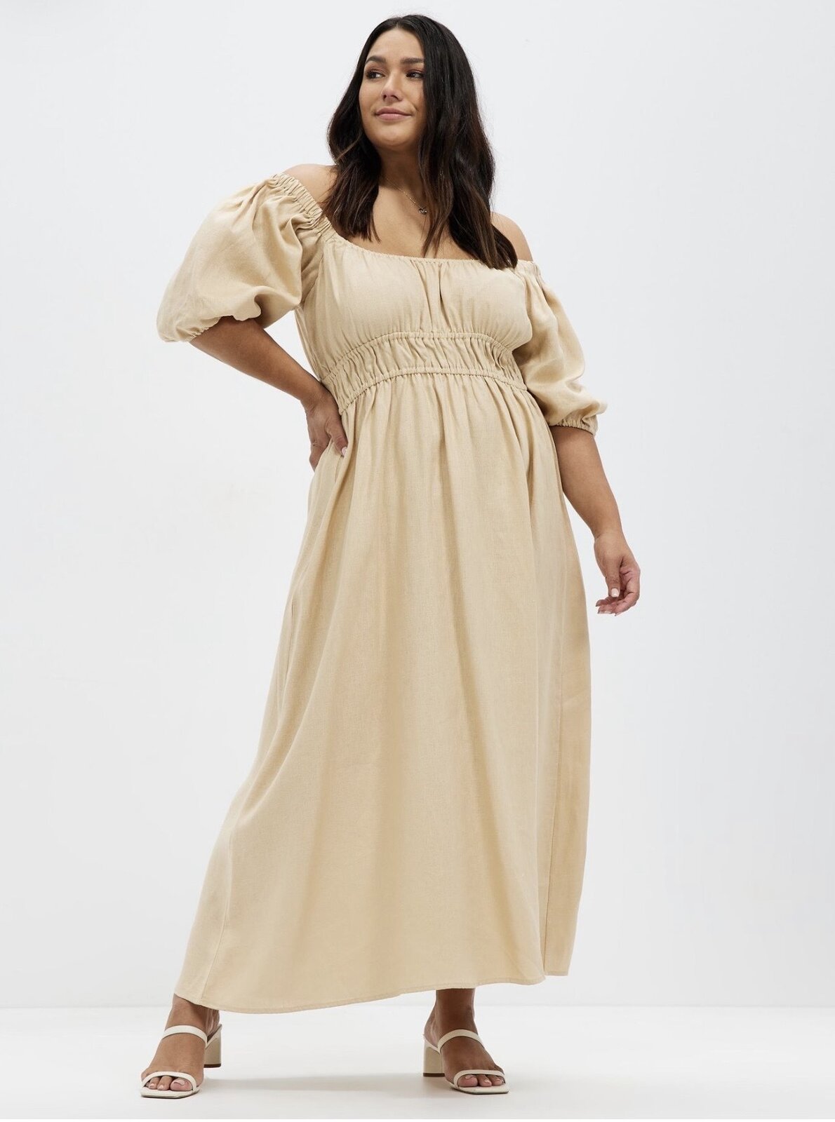 Tie Detail Linen Midi Dress | Size 8 | New Without Tags