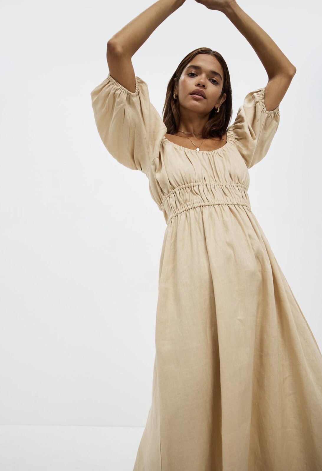 Tie Detail Linen Midi Dress | Size 8 | New Without Tags