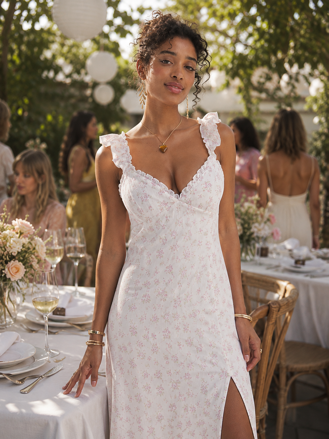 Pink Floral Frill Detail Maxi Dress – BNWT – Size L