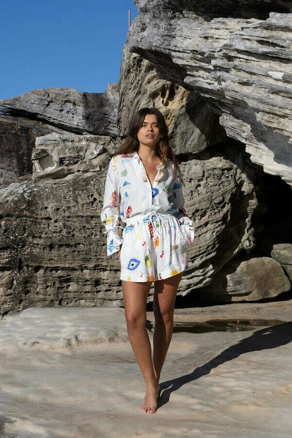 Open Neck Blouse ‘Zesti’ - Greek Pattern