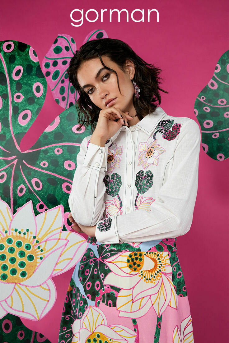 Lotus Leopard Embroidered Shirt | Artist Collaboration: 