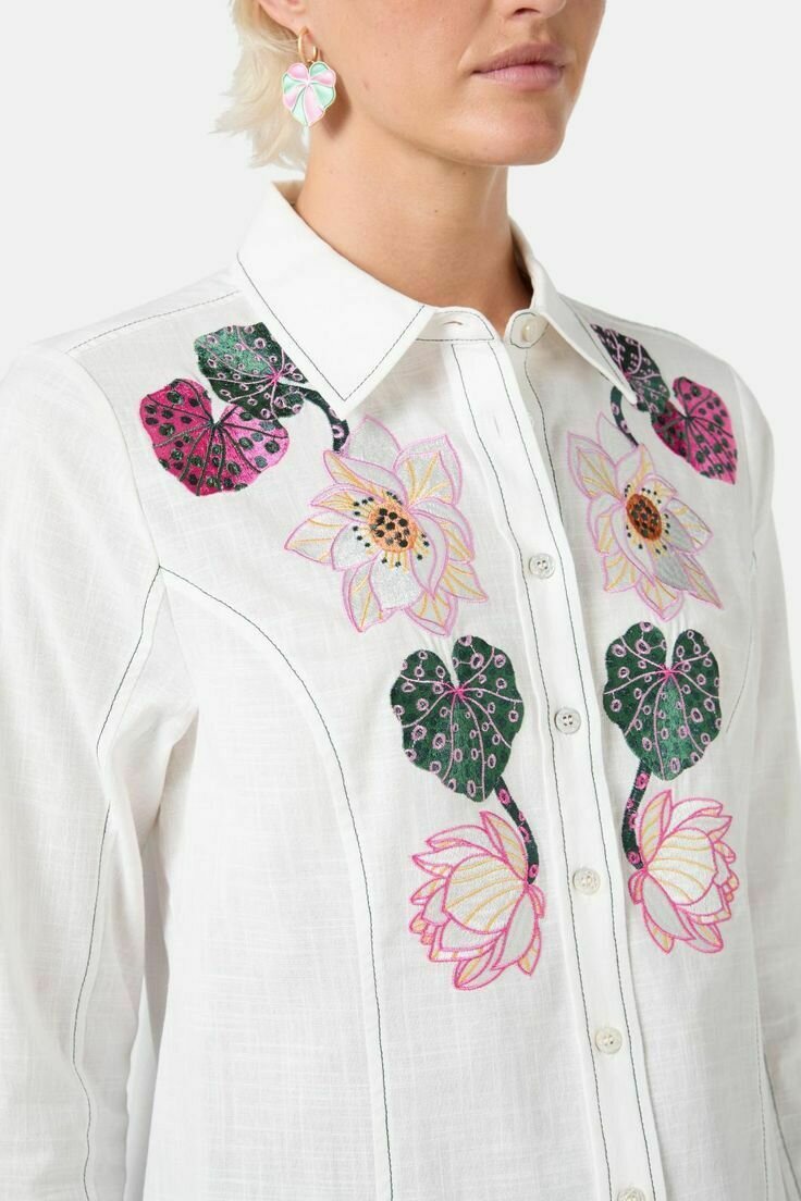 Lotus Leopard Embroidered Shirt | Artist Collaboration: 