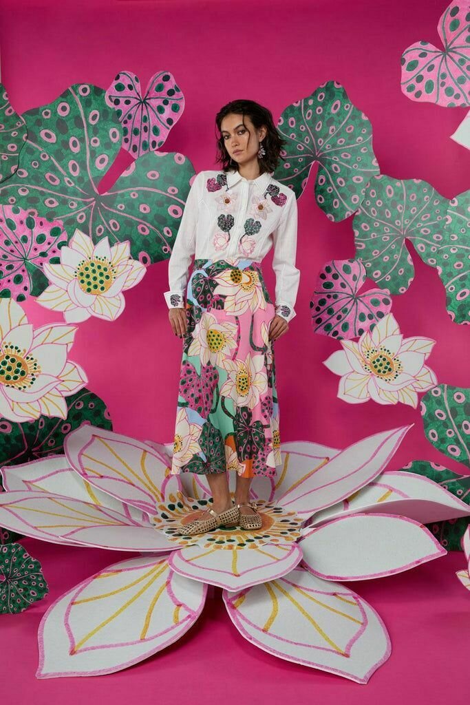 Lotus Leopard Embroidered Shirt | Artist Collaboration: 