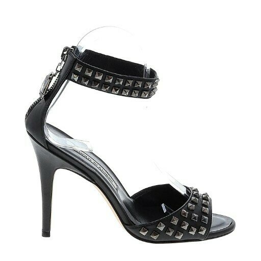 Black Studded Sandals Heels 37 (US 7)