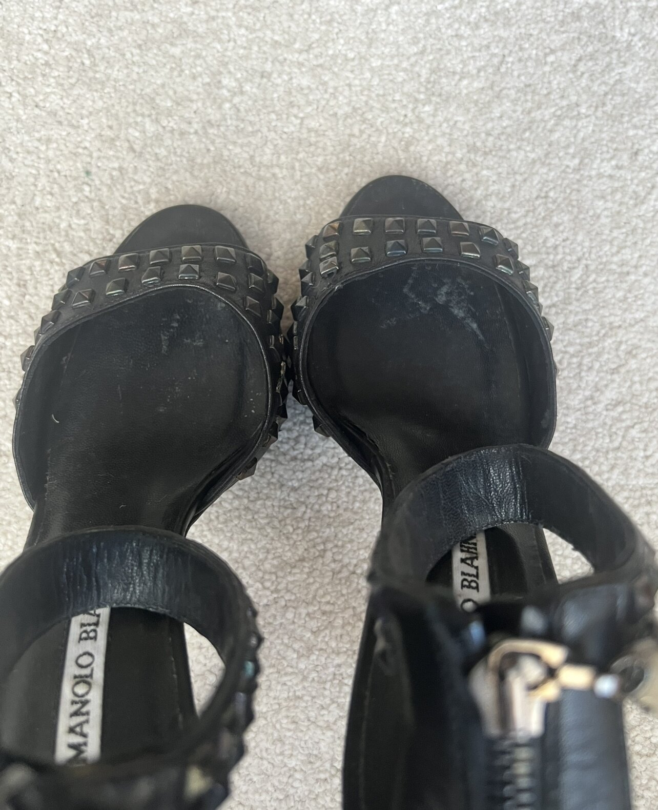 Black Studded Sandals Heels 37 (US 7)