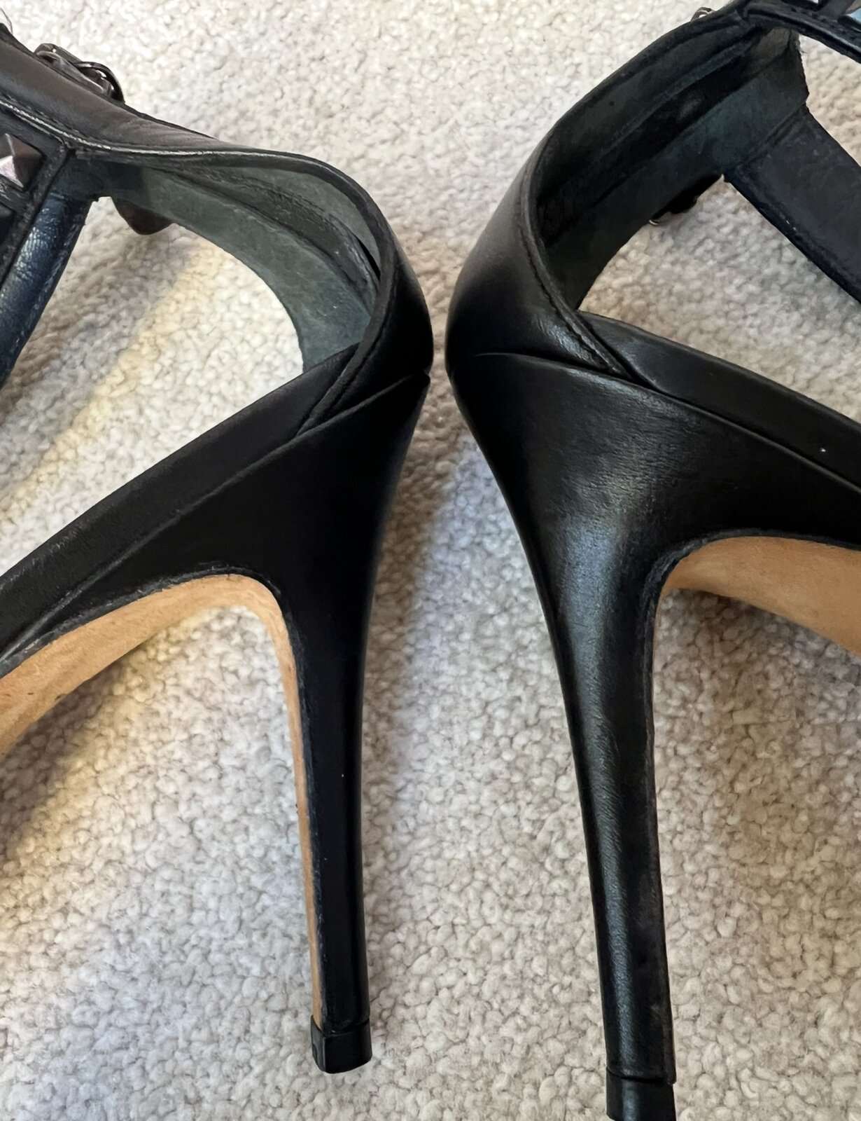 Black Studded Sandals Heels 37 (US 7)