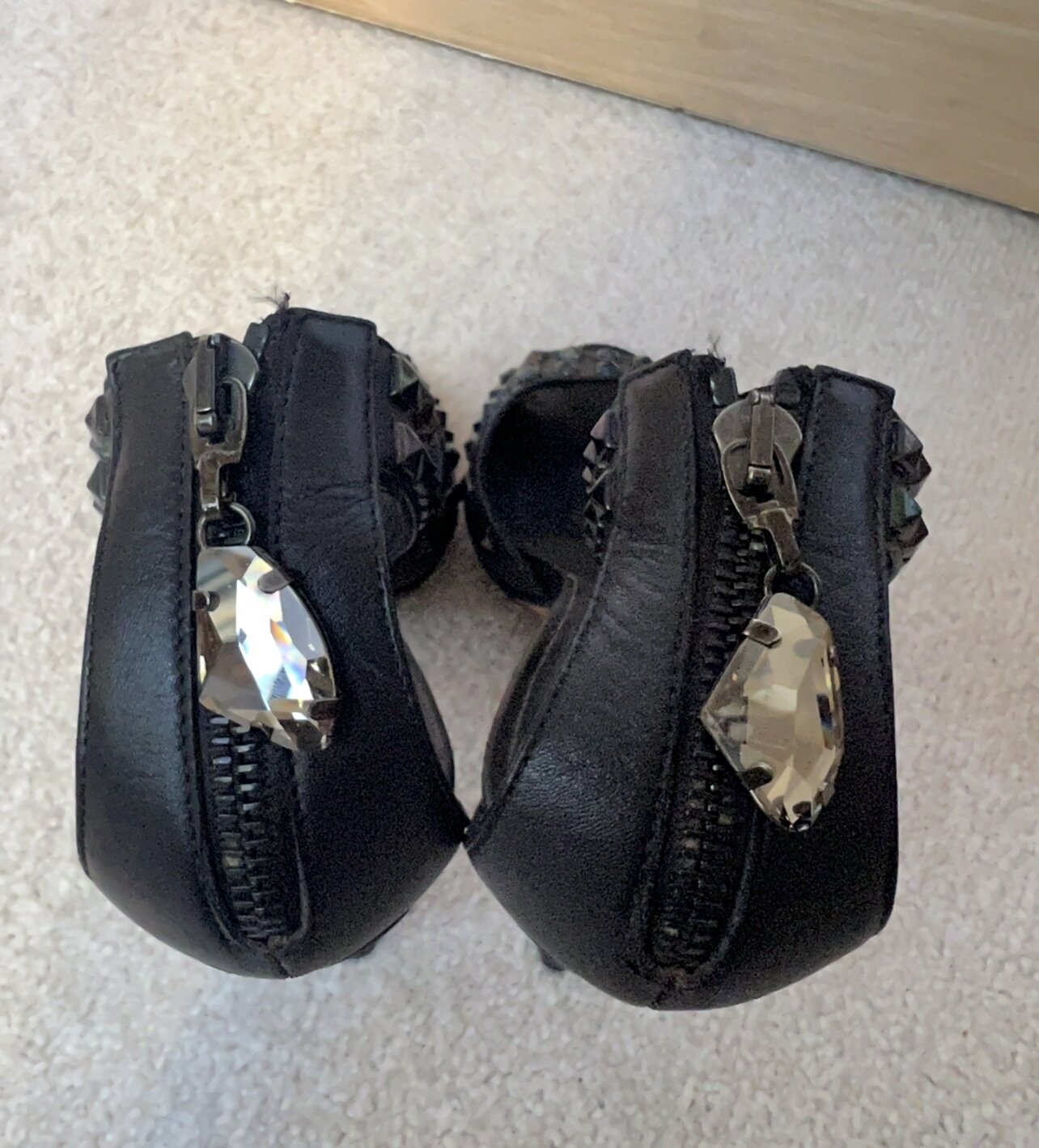 Black Studded Sandals Heels 37 (US 7)