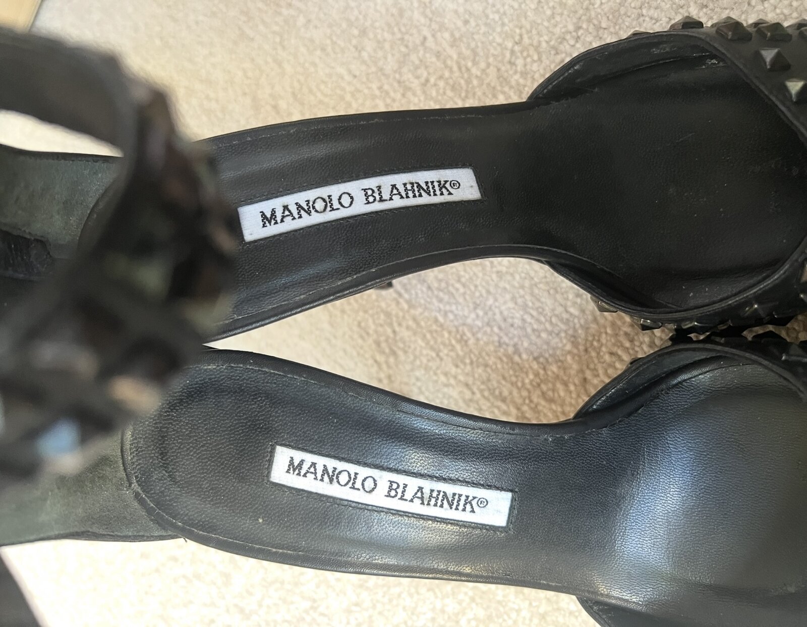 Black Studded Sandals Heels 37 (US 7)