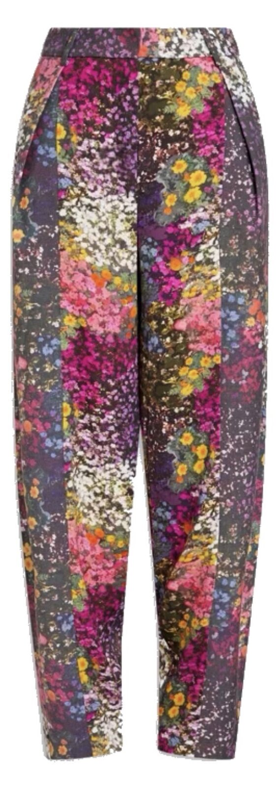 Pleated floral-print satin-twill tapered pants- Frejdias/Verry Berry