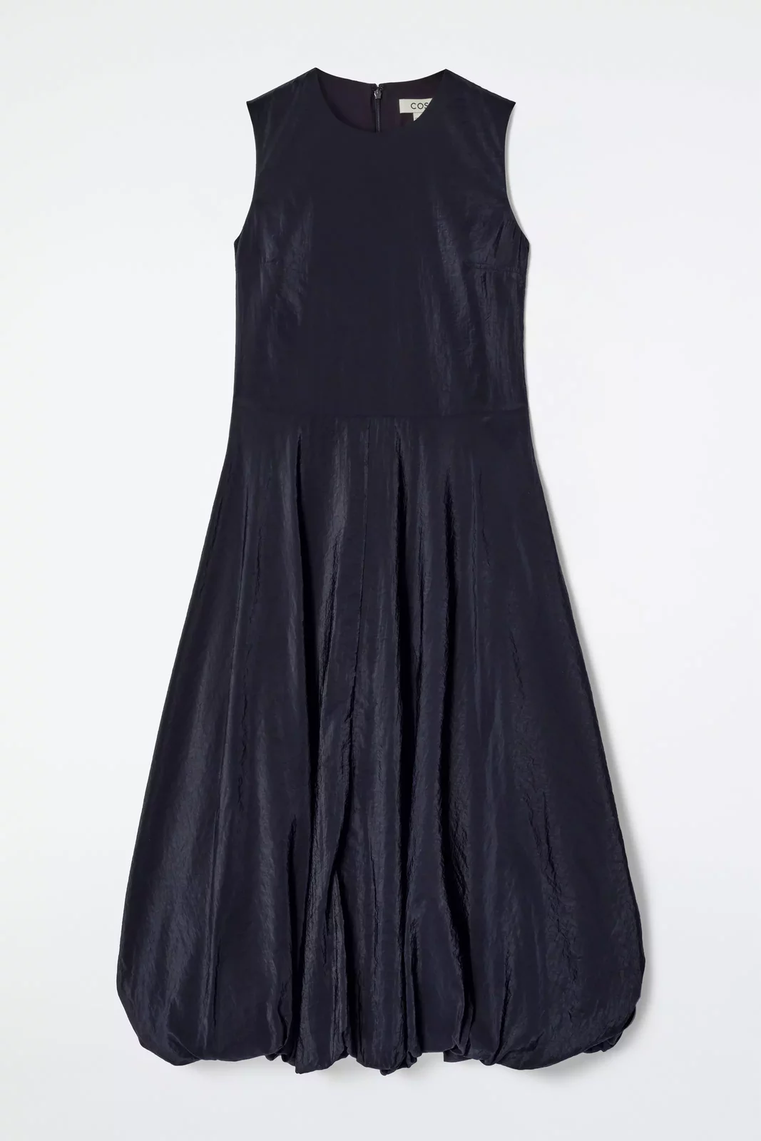 SLEEVELESS BUBBLE-HEM MIDI DRESS