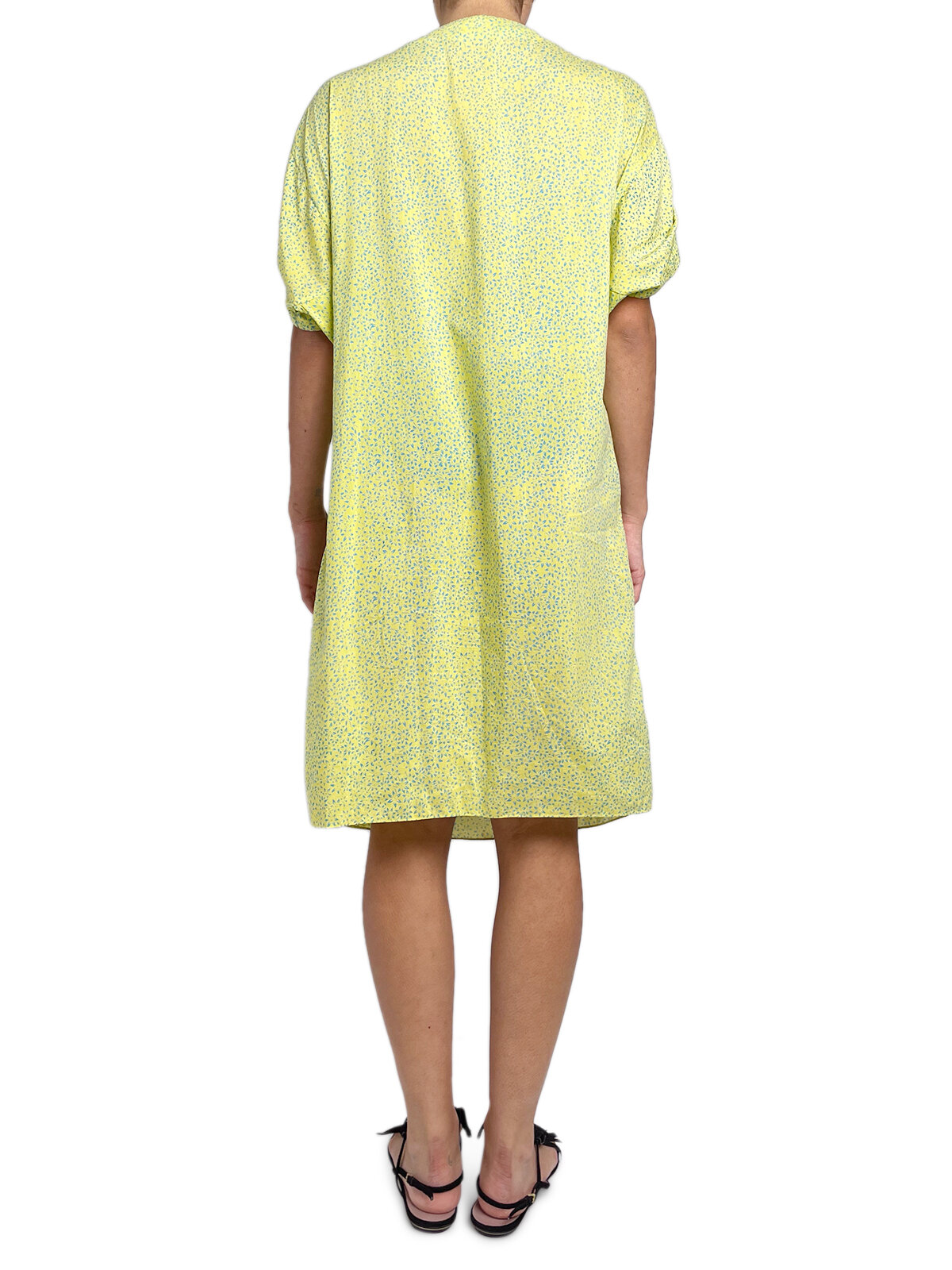 Green Tunic Dress with Beaded Neck Detail