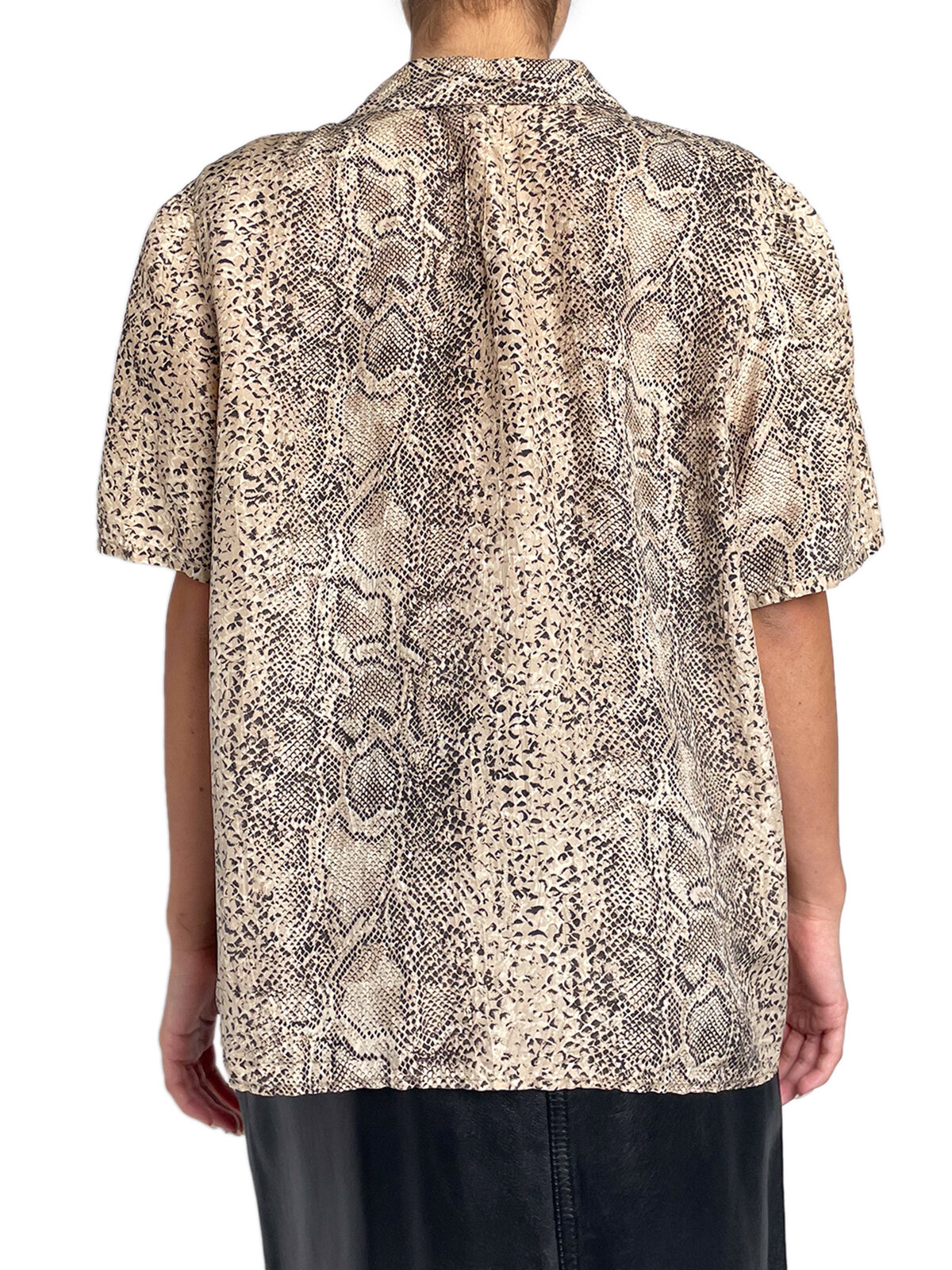 Snake Print Silk Button up Tee