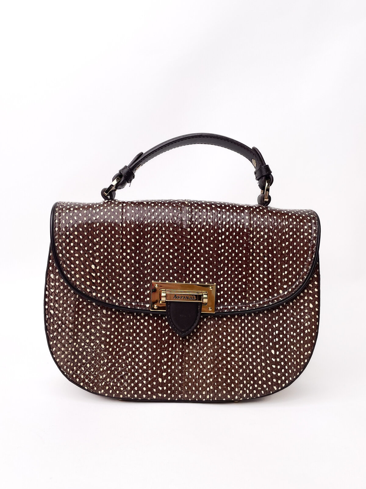 Aspinal Snakeskin Like Brown Cross Body Bag