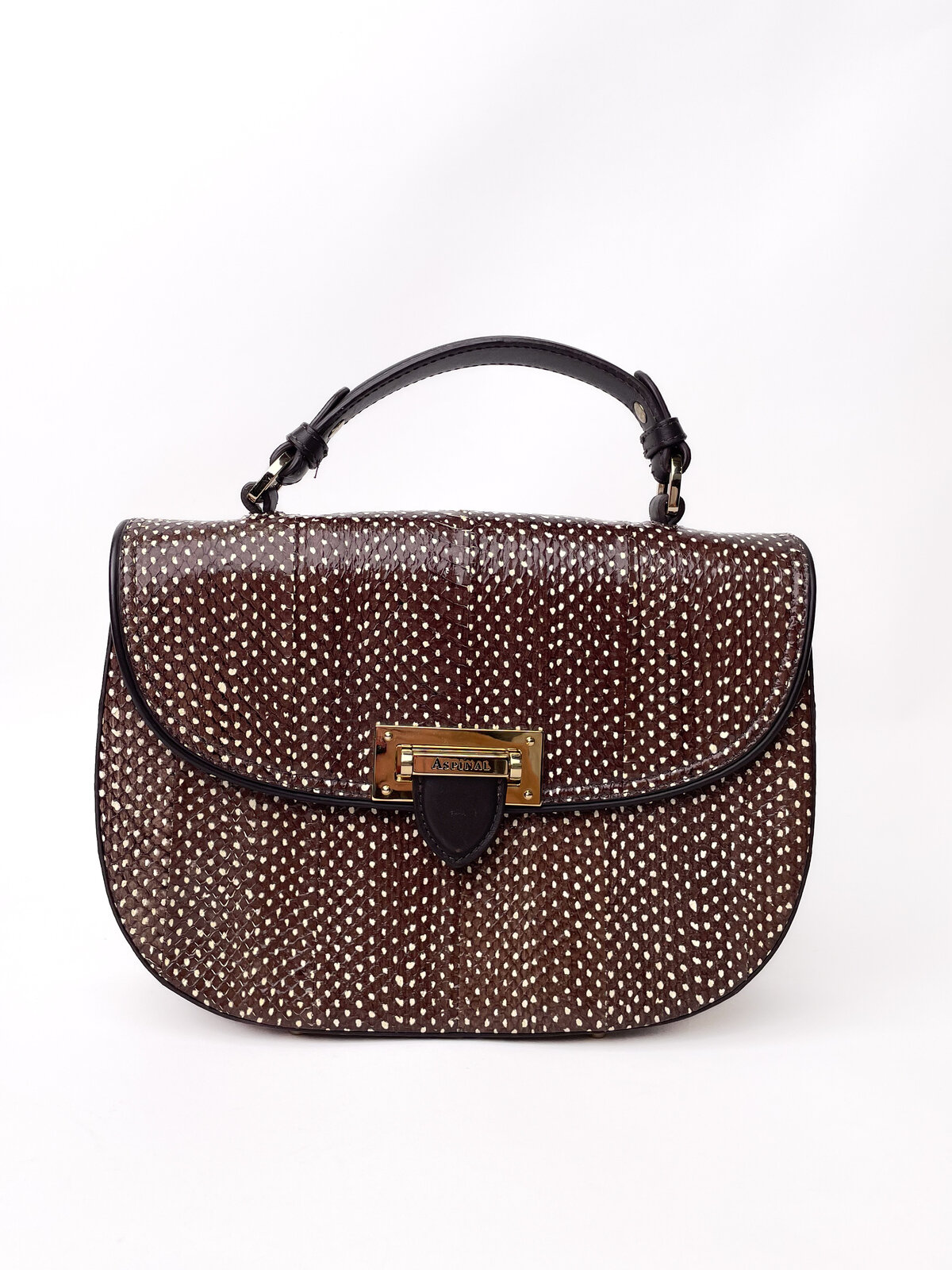Aspinal Snakeskin Like Brown Cross Body Bag