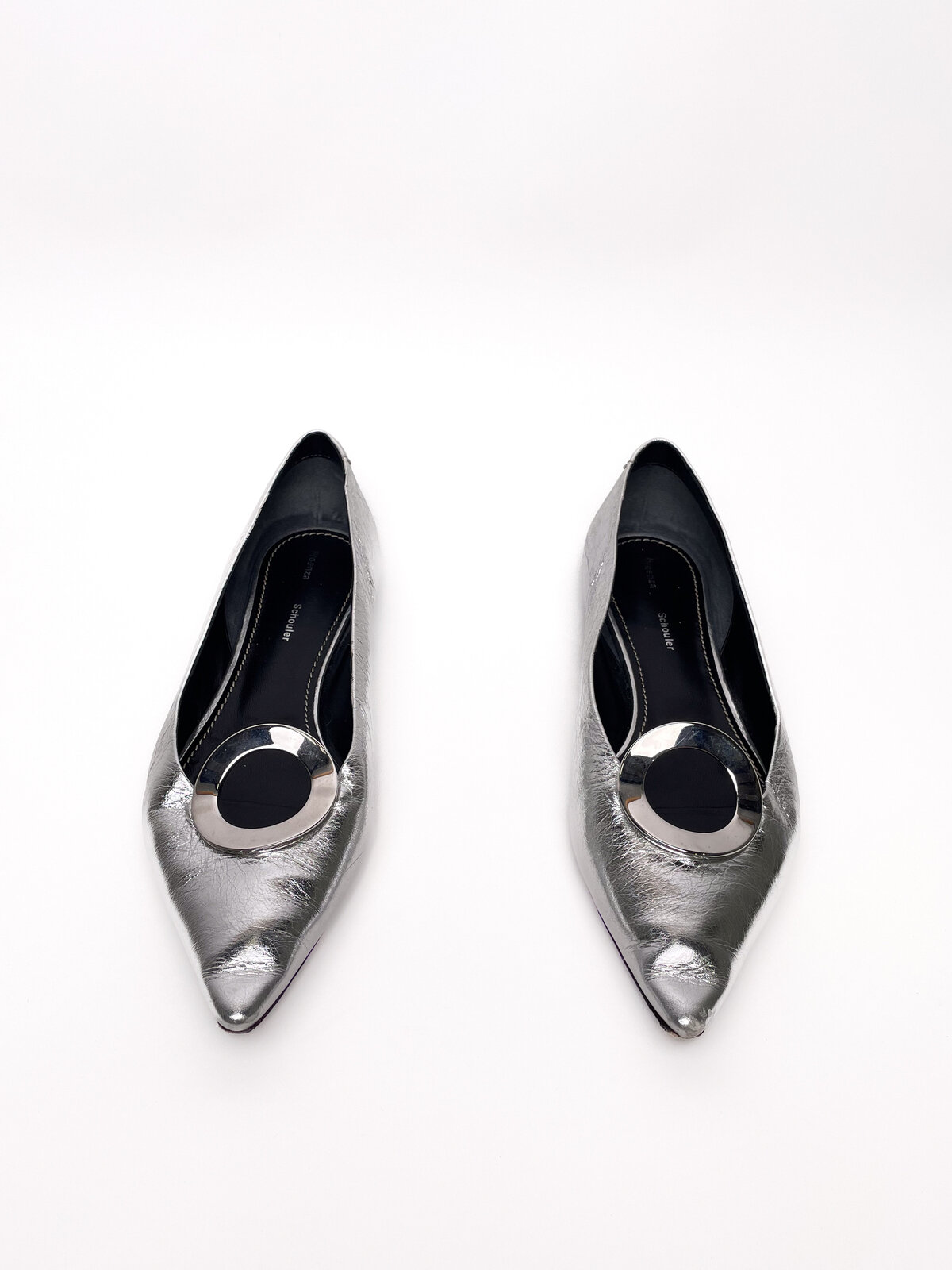 Silver Ballet Flats w/ Pointed