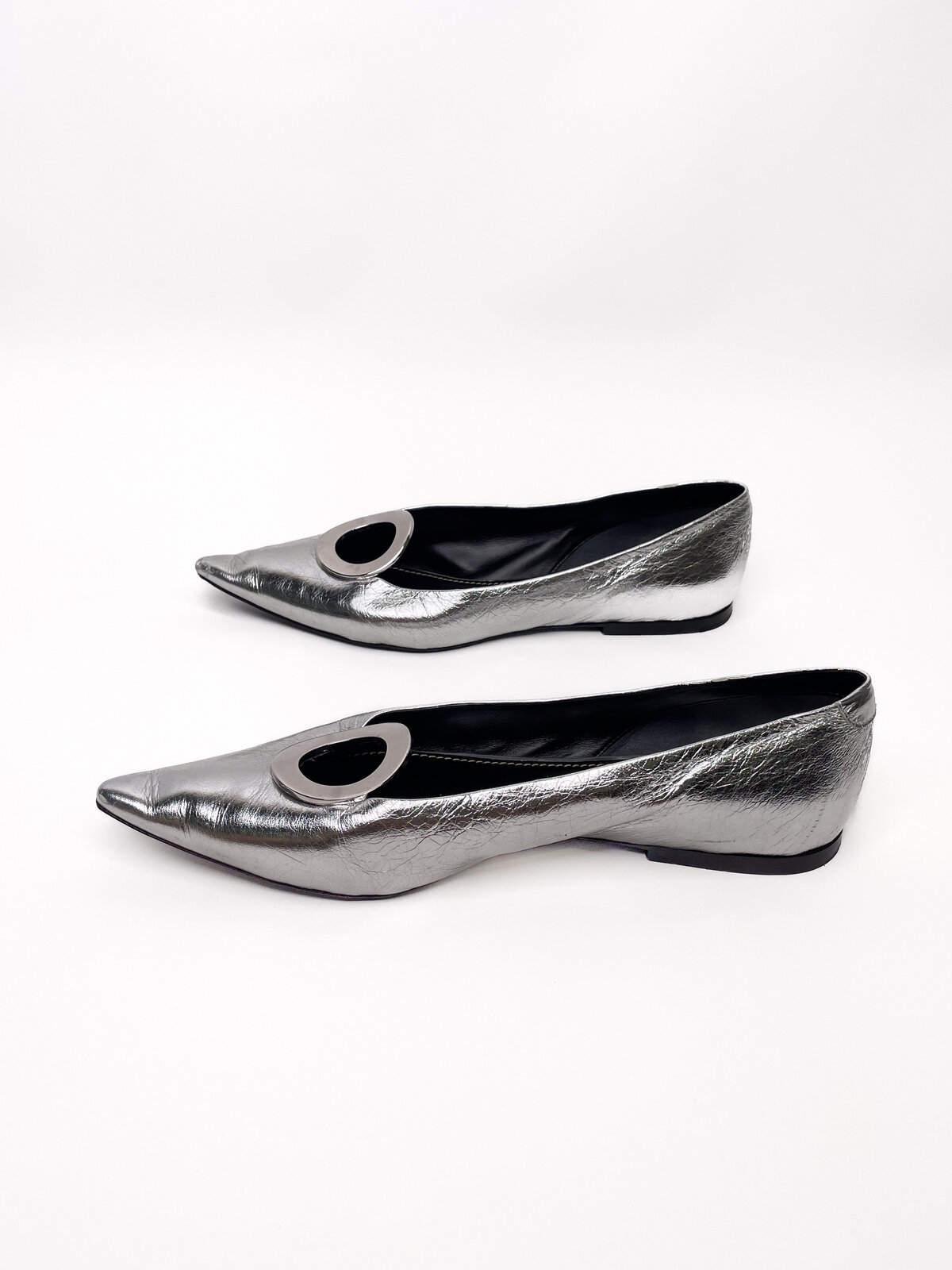 Silver Ballet Flats w/ Pointed
