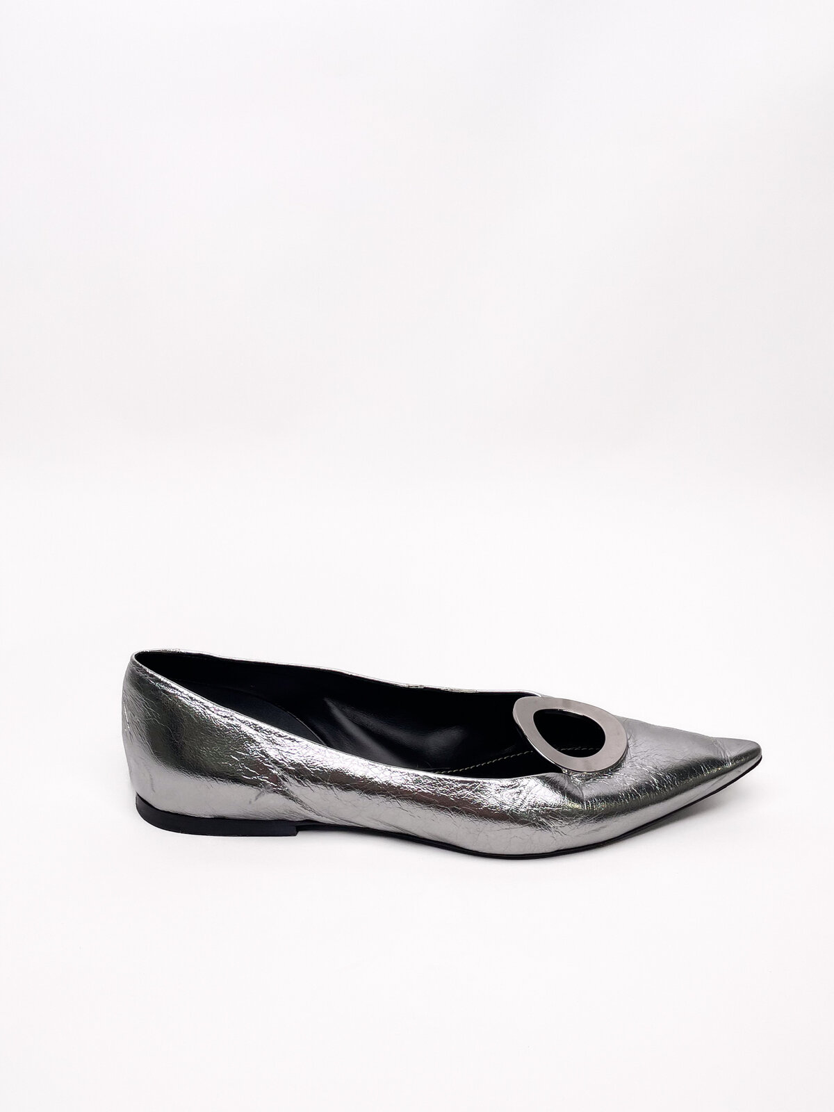 Silver Ballet Flats w/ Pointed