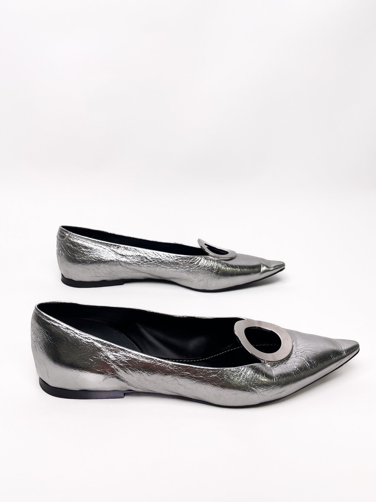 Silver Ballet Flats w/ Pointed