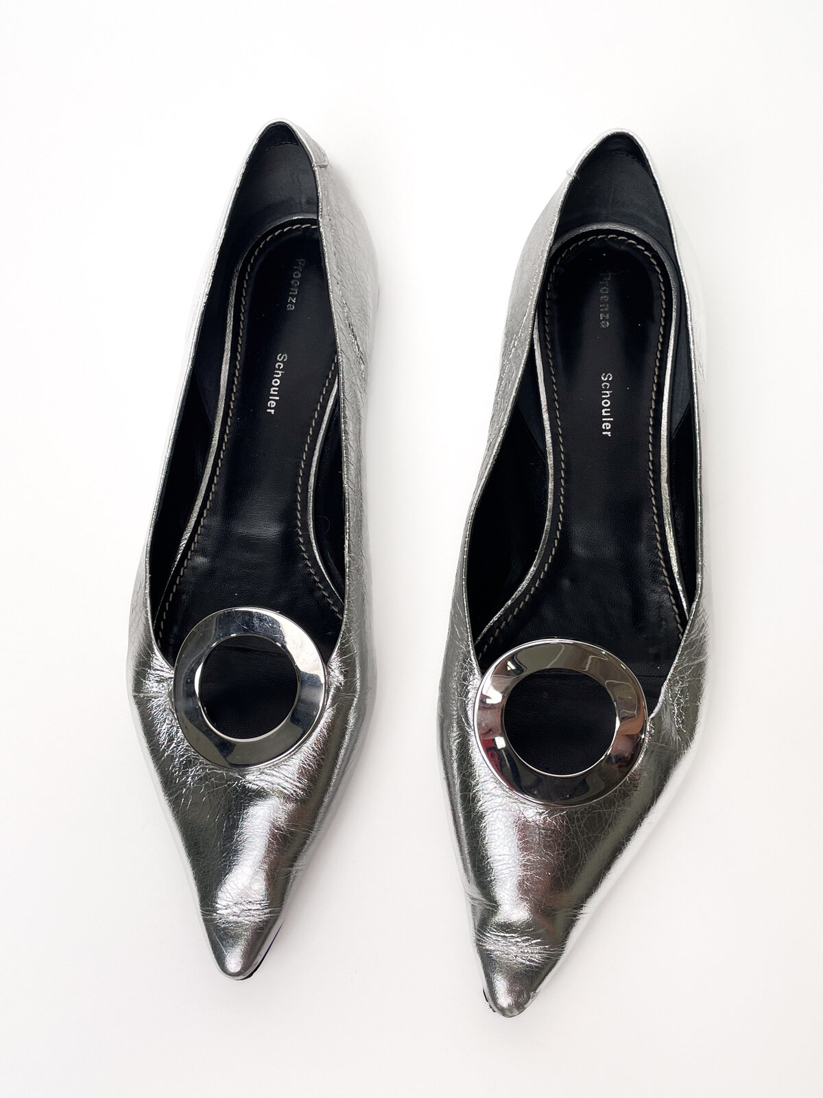 Silver Ballet Flats w/ Pointed