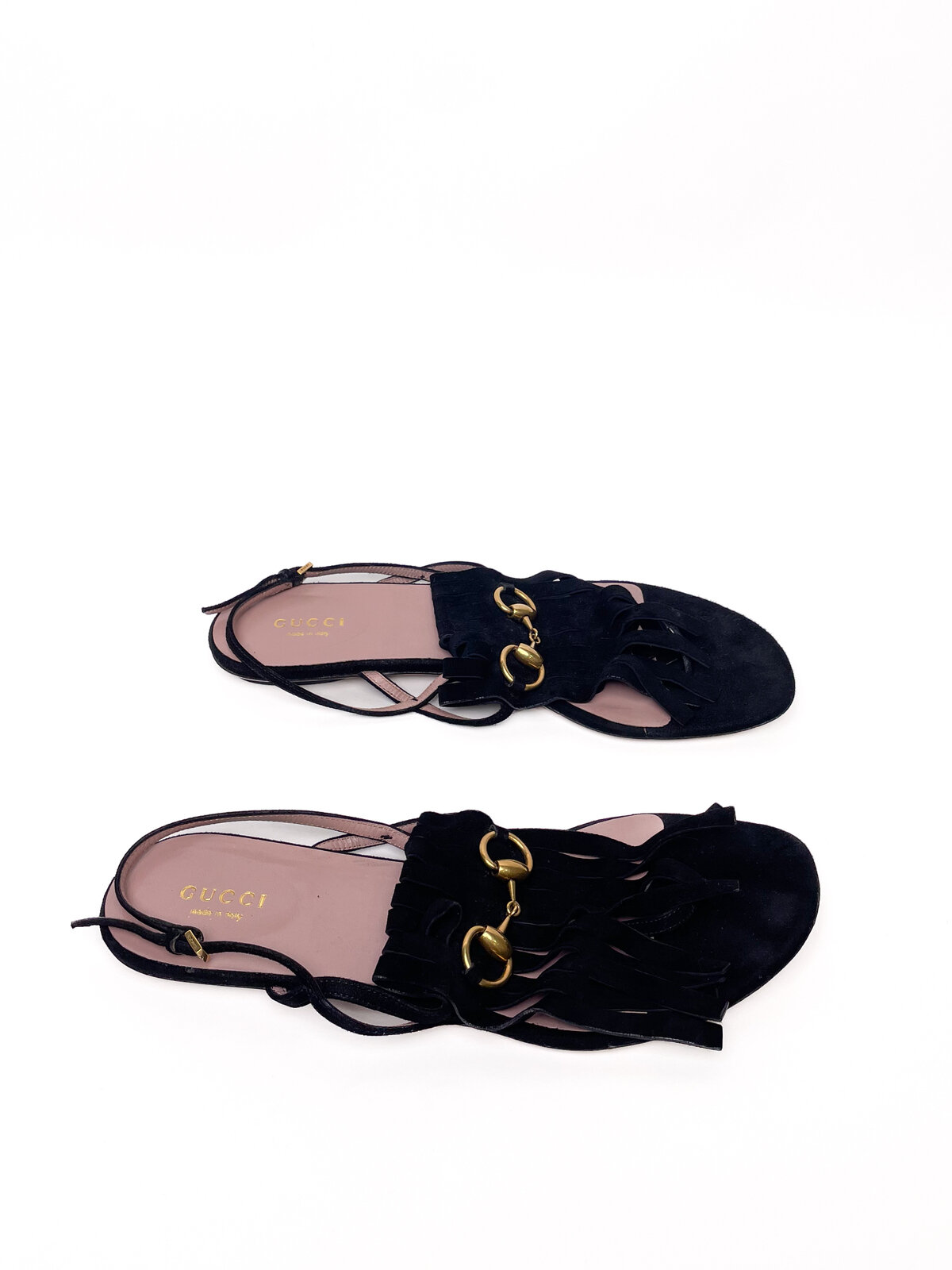 Black Suede Tassel Fringe Flat Sandals