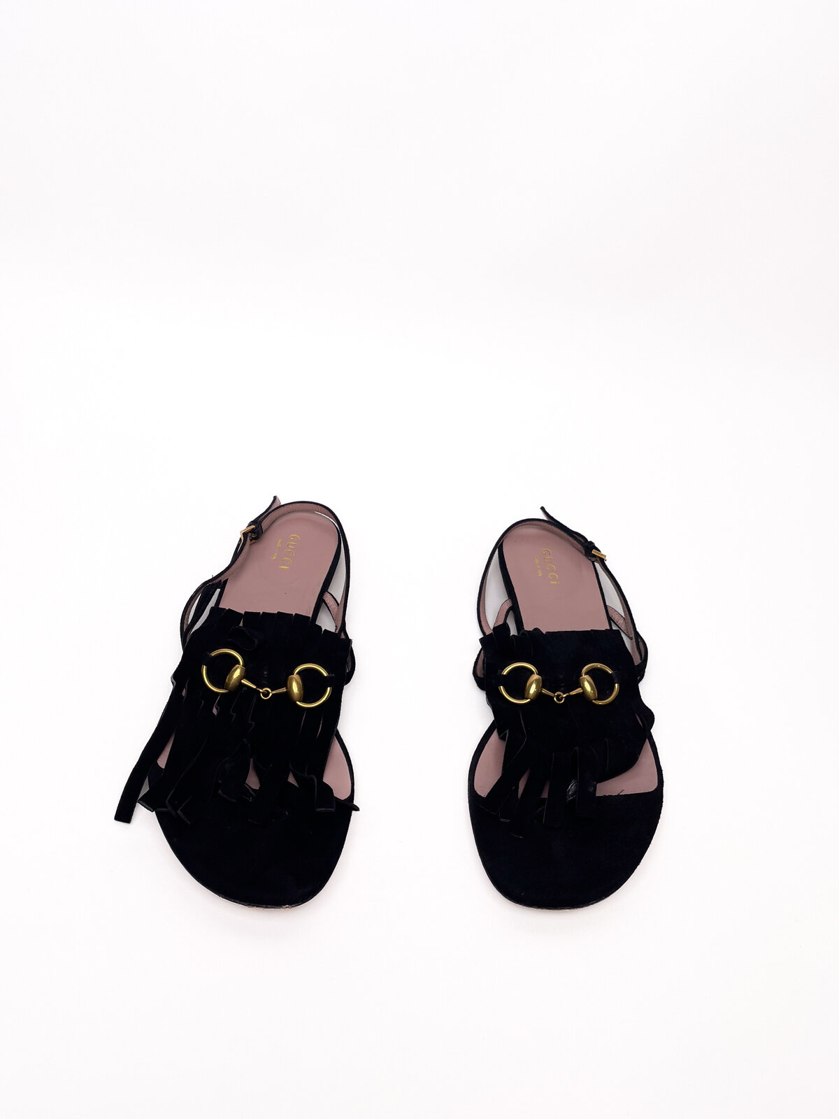 Black Suede Tassel Fringe Flat Sandals