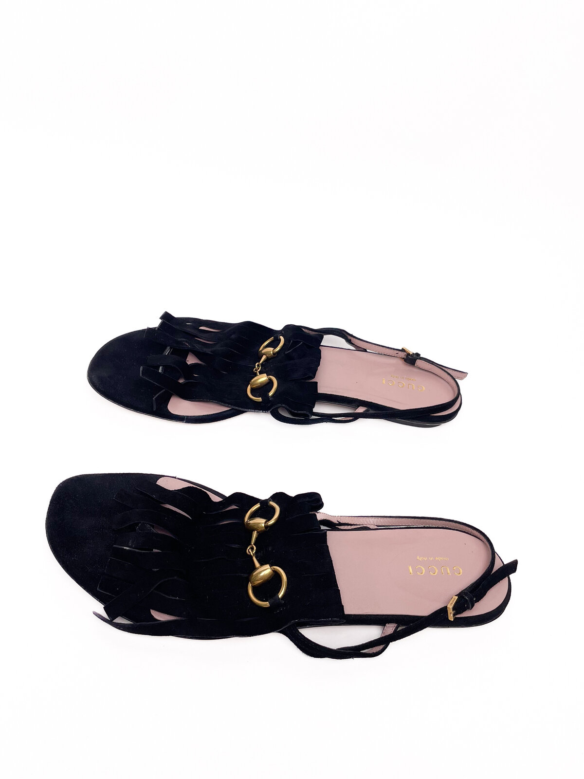 Black Suede Tassel Fringe Flat Sandals