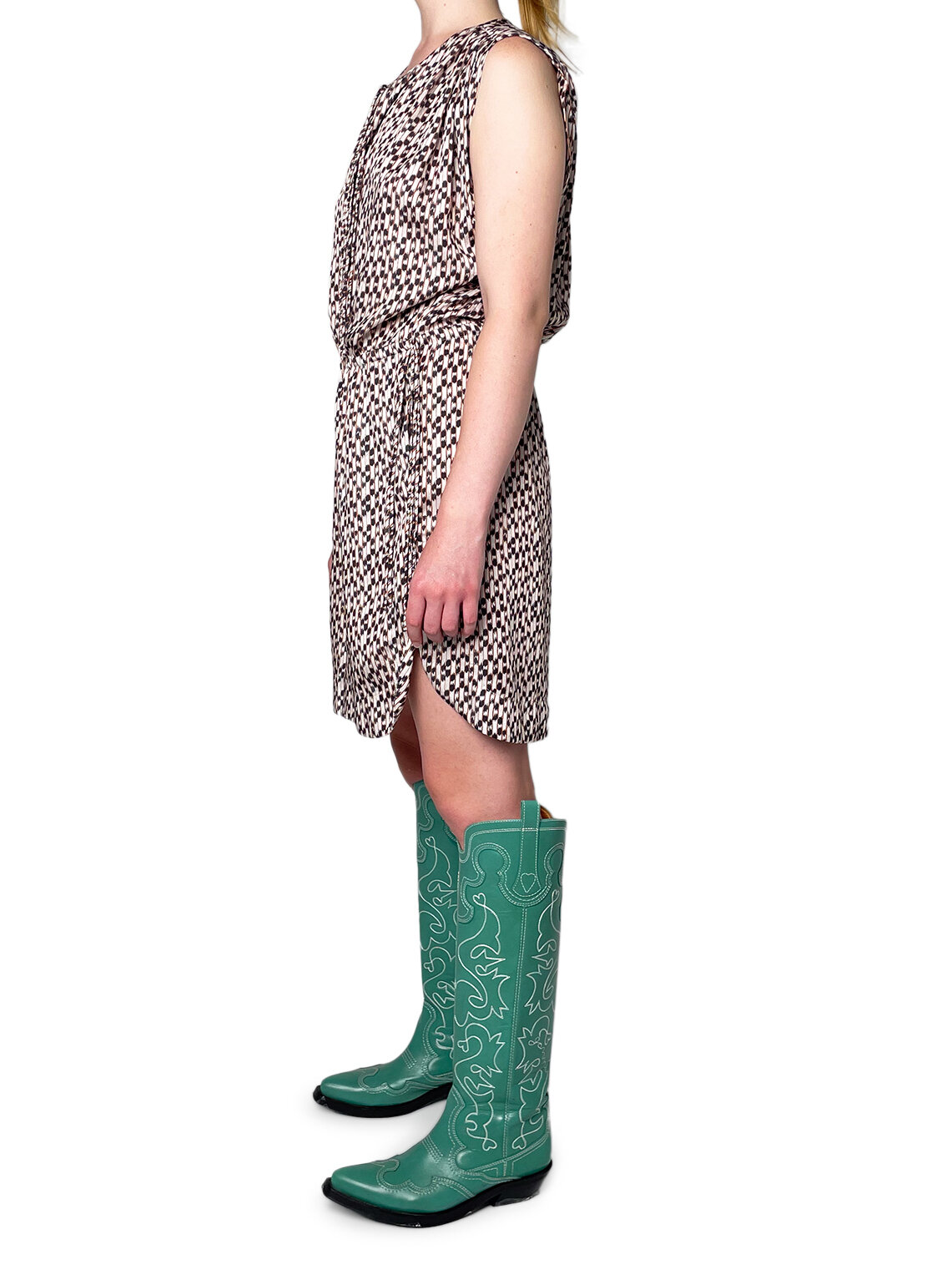 Sleeveless Dress with Waist Tie