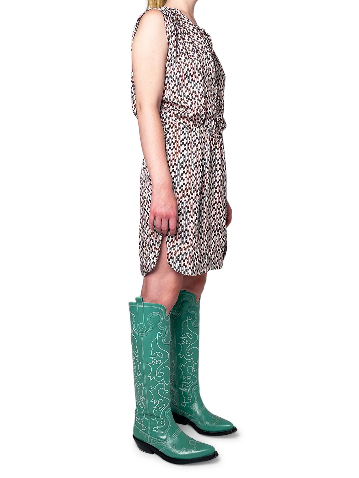 Sleeveless Dress with Waist Tie