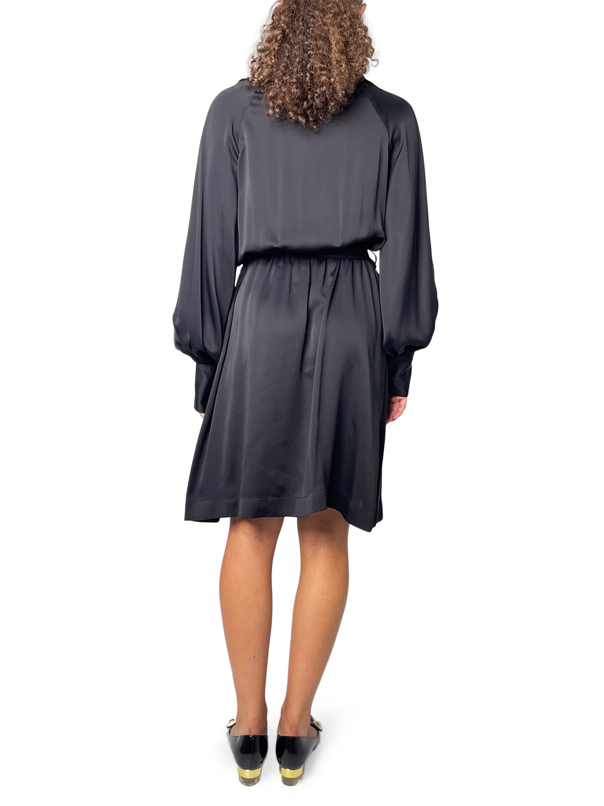Black Long Sleeve Dress with Tie Waist