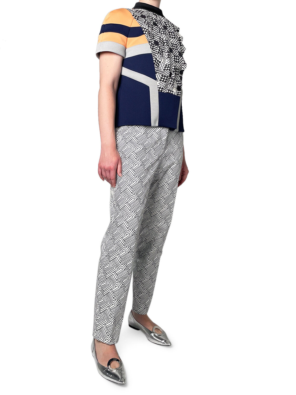 White Pants with Geometric Shapes