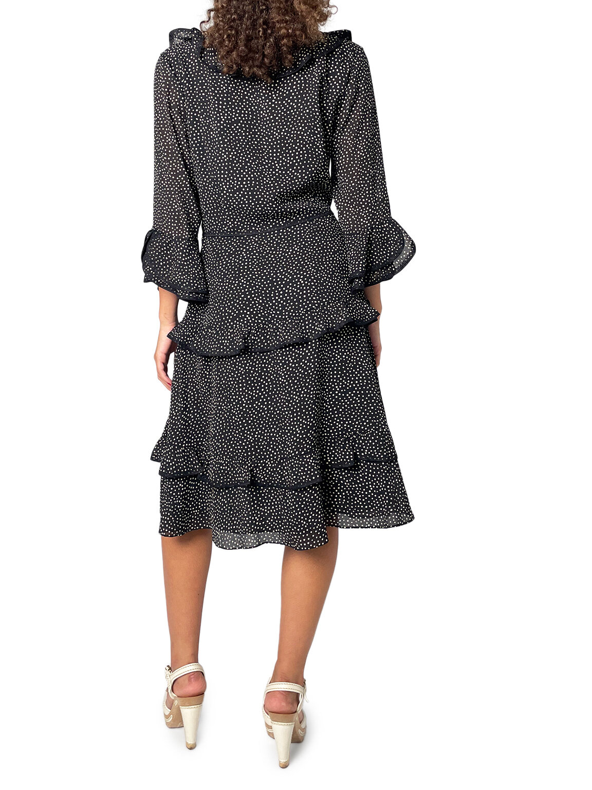 Polkadot Dress with Ruffle Neck