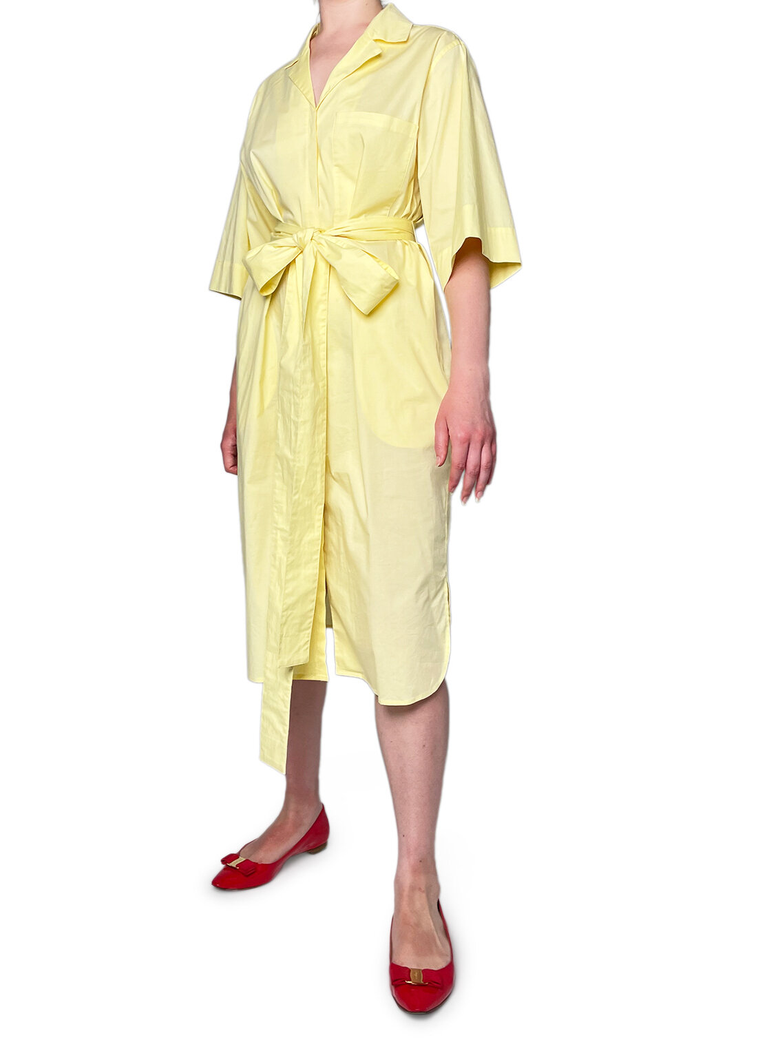 Cotton Tunic Dress Yellow with tie