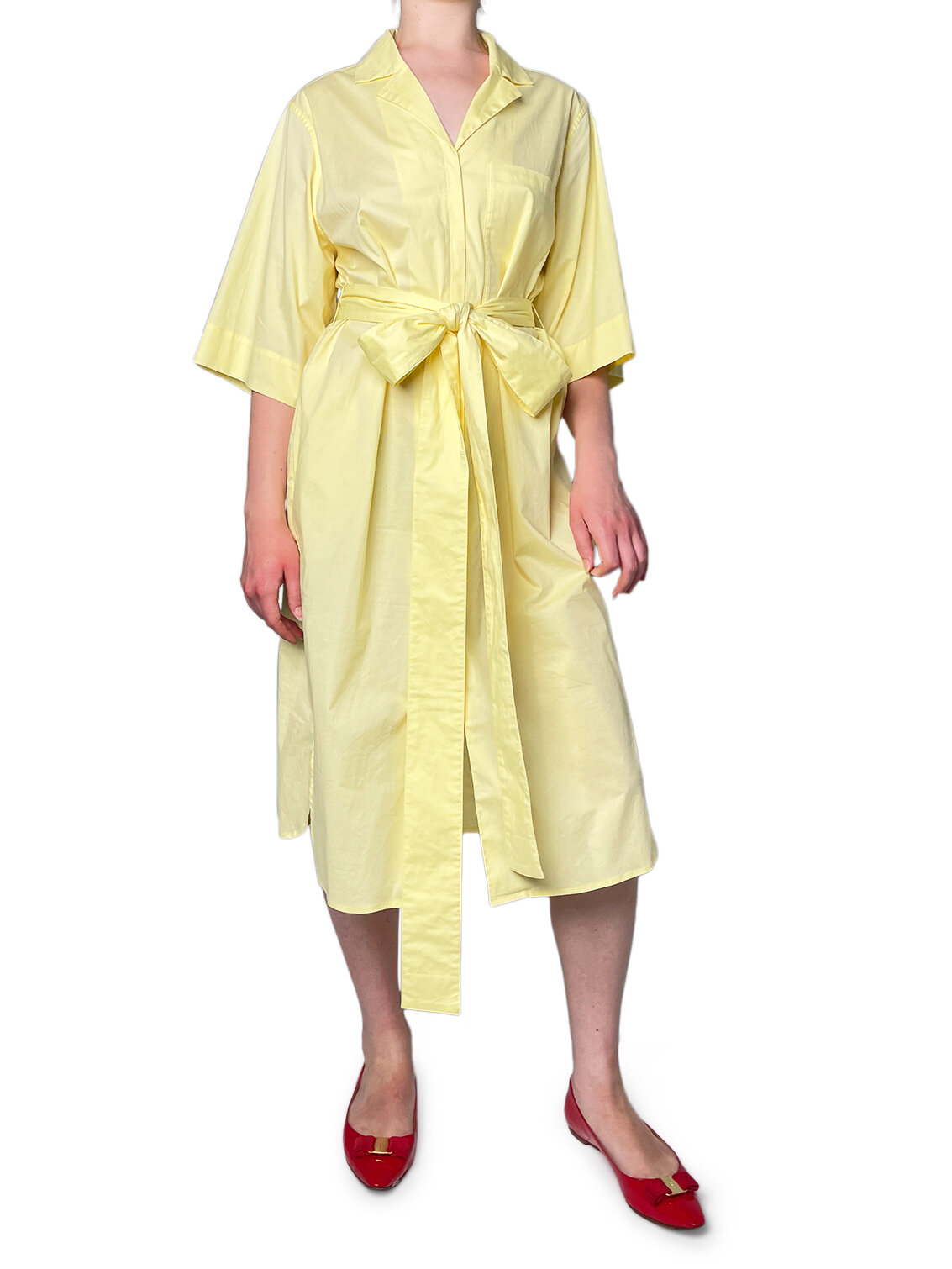 Cotton Tunic Dress Yellow with tie