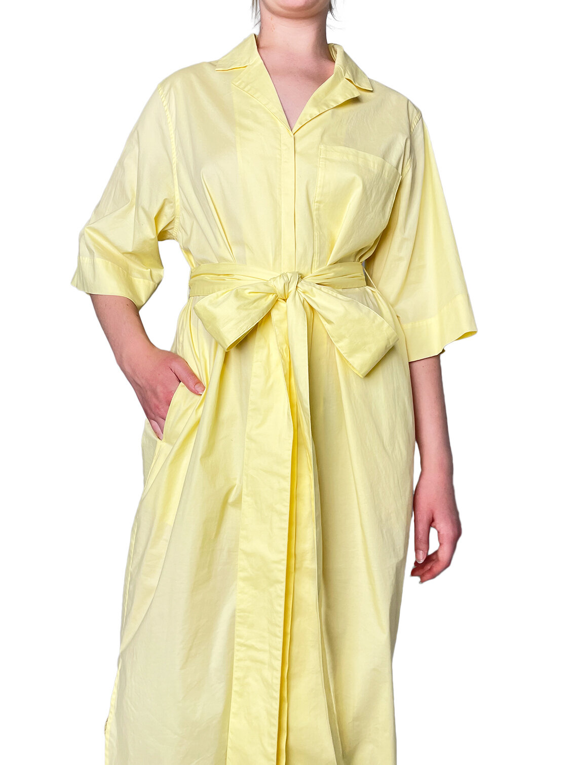 Cotton Tunic Dress Yellow with tie