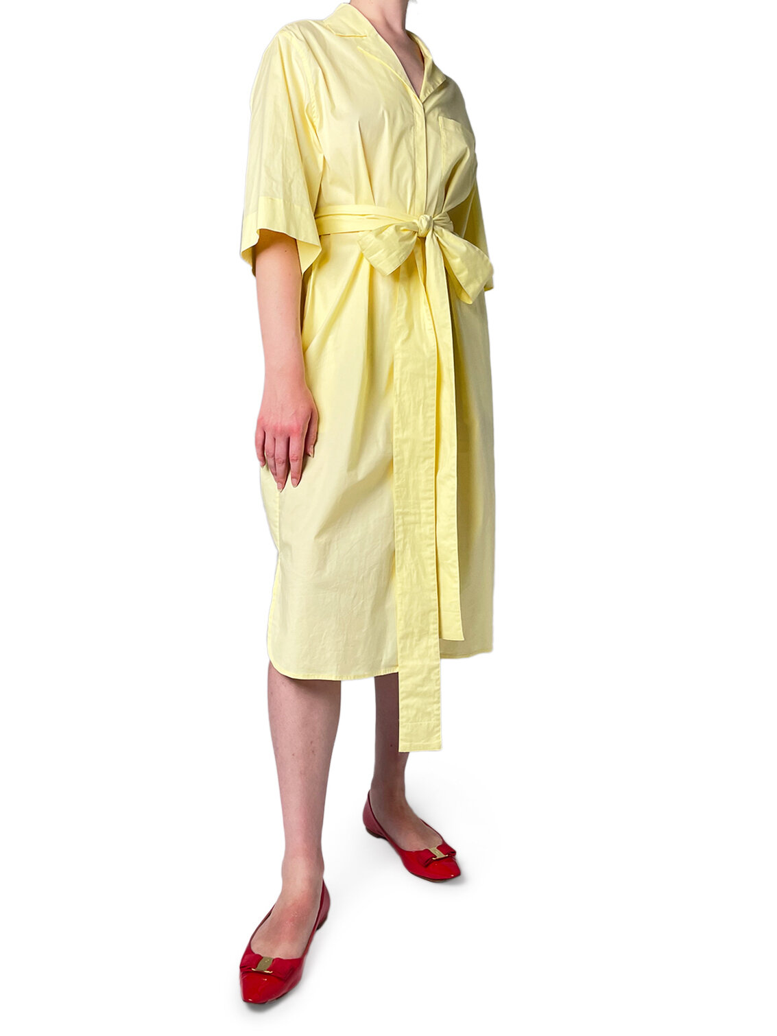 Cotton Tunic Dress Yellow with tie