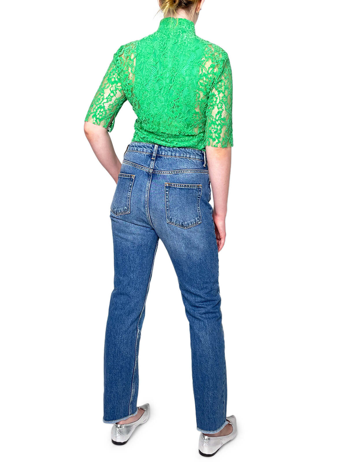 Bright Green Lace High Neck Top