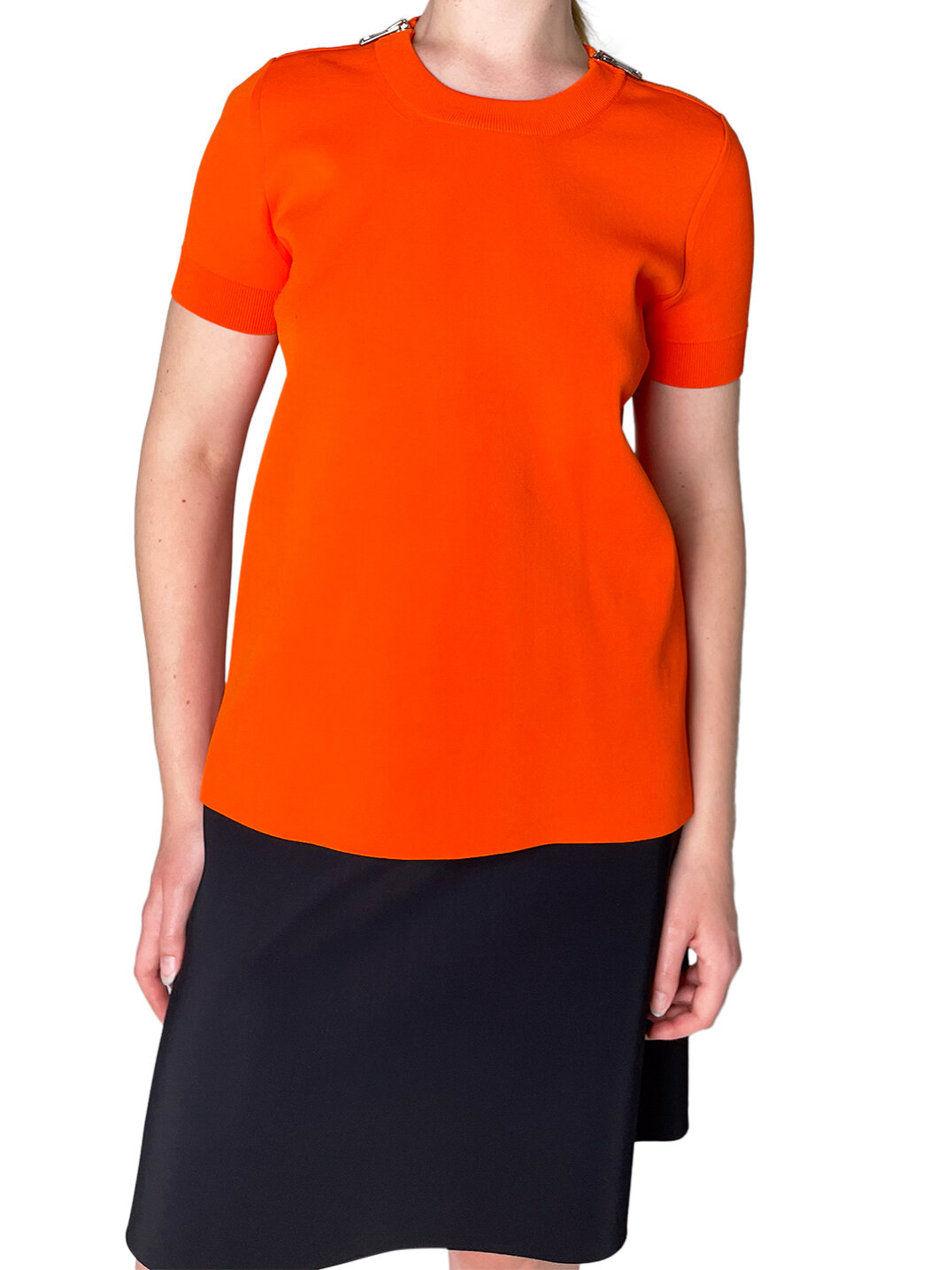 Orange Stretch Tee with Shoulder Zips