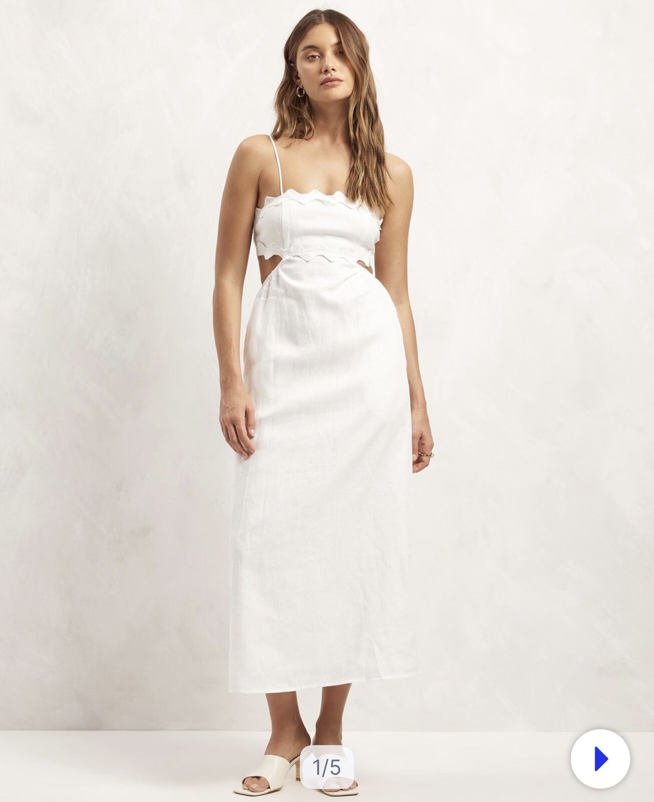 100% Linen Cut-Out Midi Dress | Size AU 12 | BNWT 