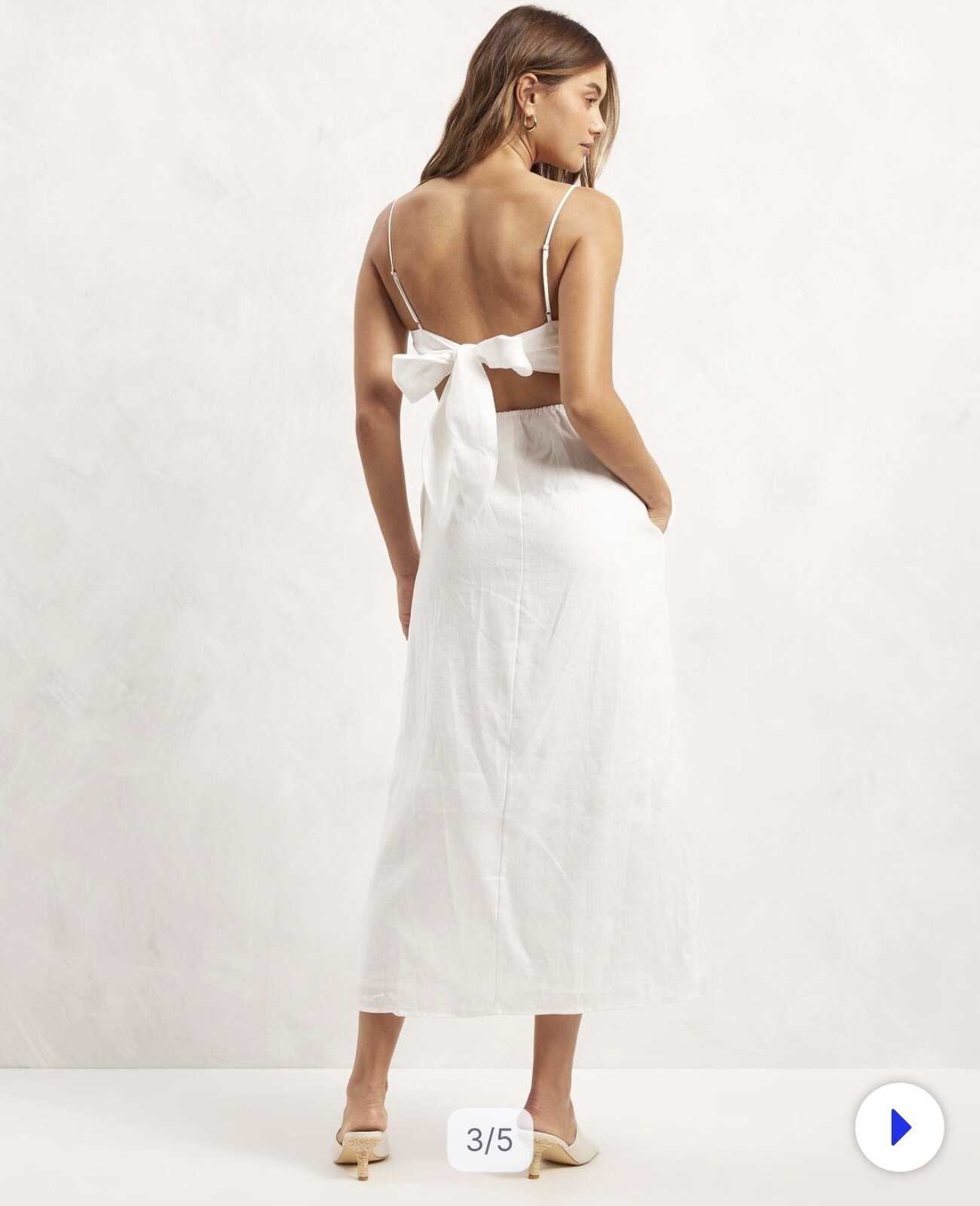 100% Linen Cut-Out Midi Dress | Size AU 12 | BNWT 