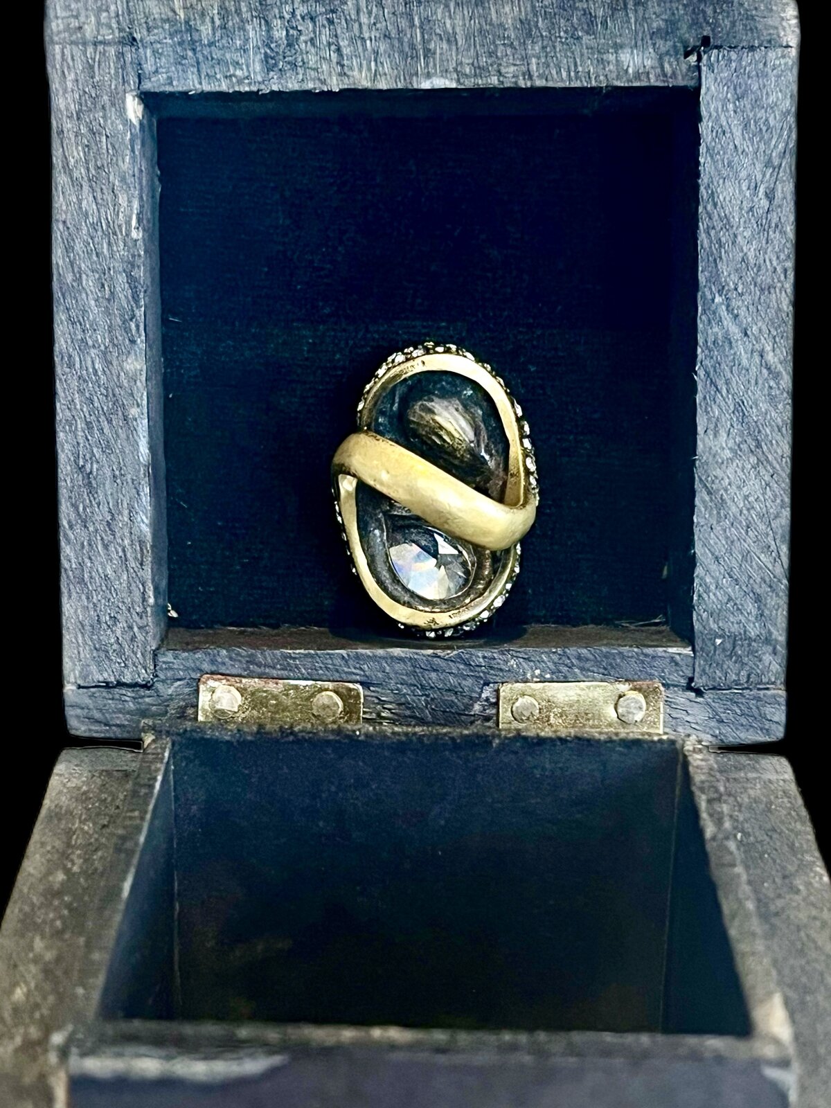RARE VINTAGE BOHO RING WITH TURQUOISE & CZ SIZE 7.5