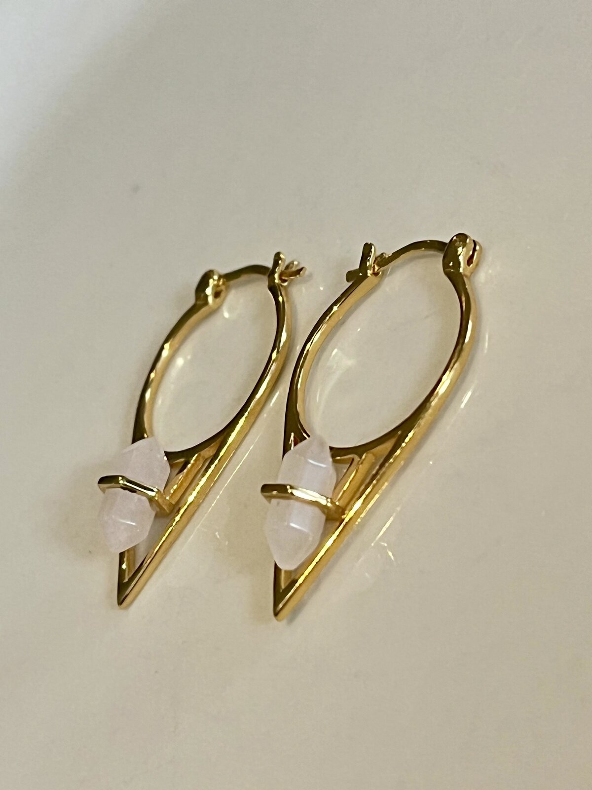 PARISIAN DUSK EARRINGS 14K GOLD VERMEIL WITH ROSE QUARTZ 