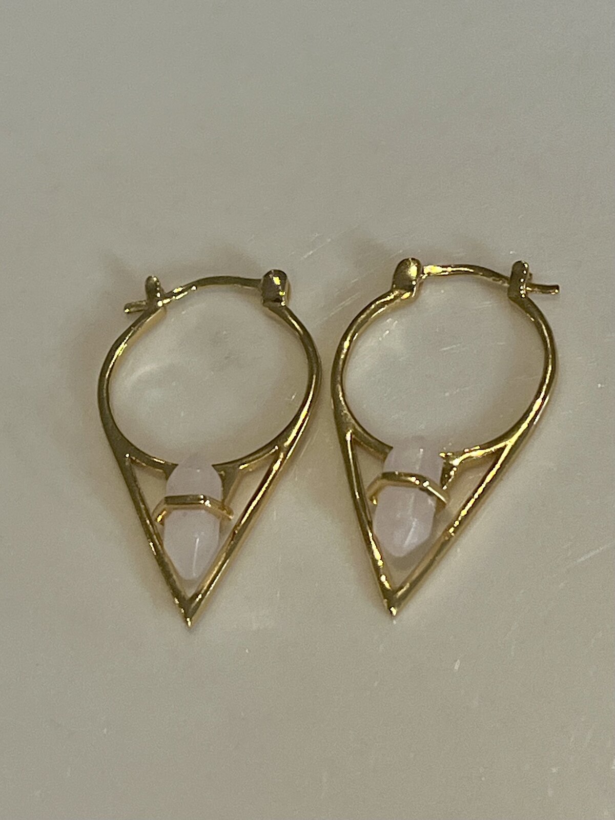 PARISIAN DUSK EARRINGS 14K GOLD VERMEIL WITH ROSE QUARTZ 