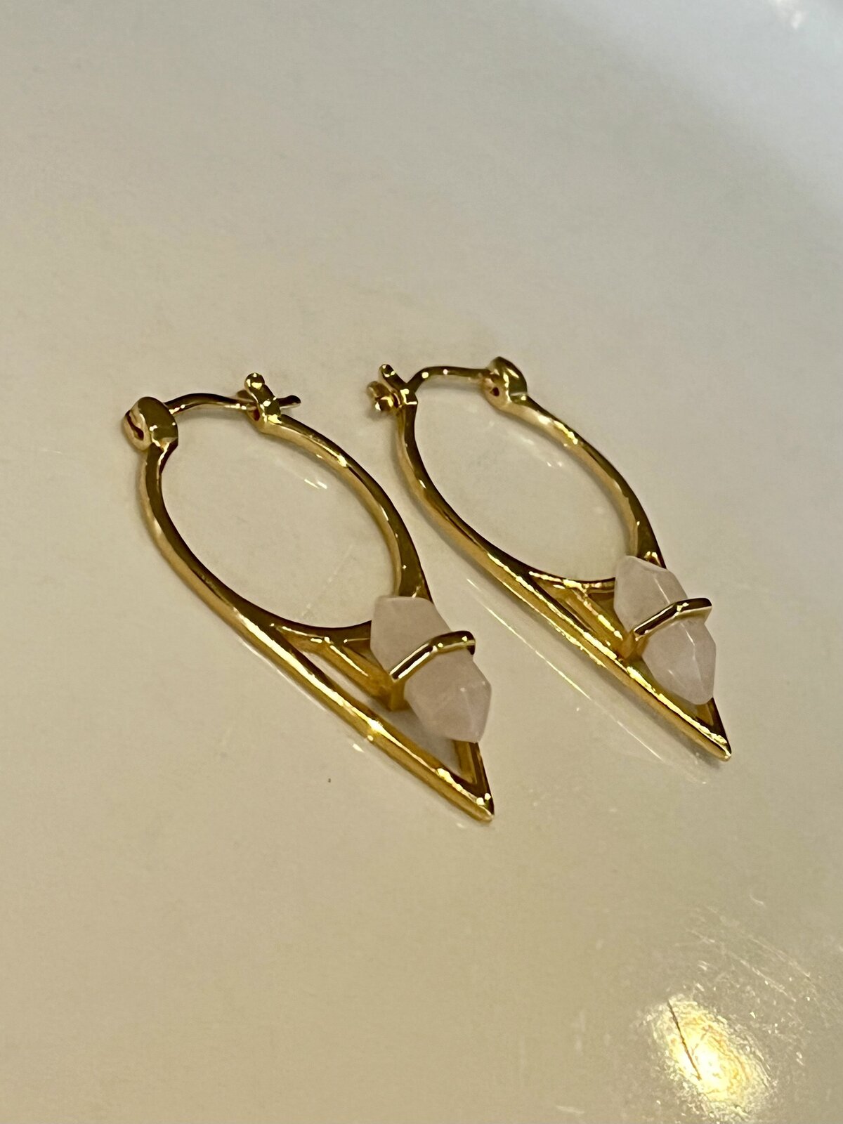 PARISIAN DUSK EARRINGS 14K GOLD VERMEIL WITH ROSE QUARTZ 
