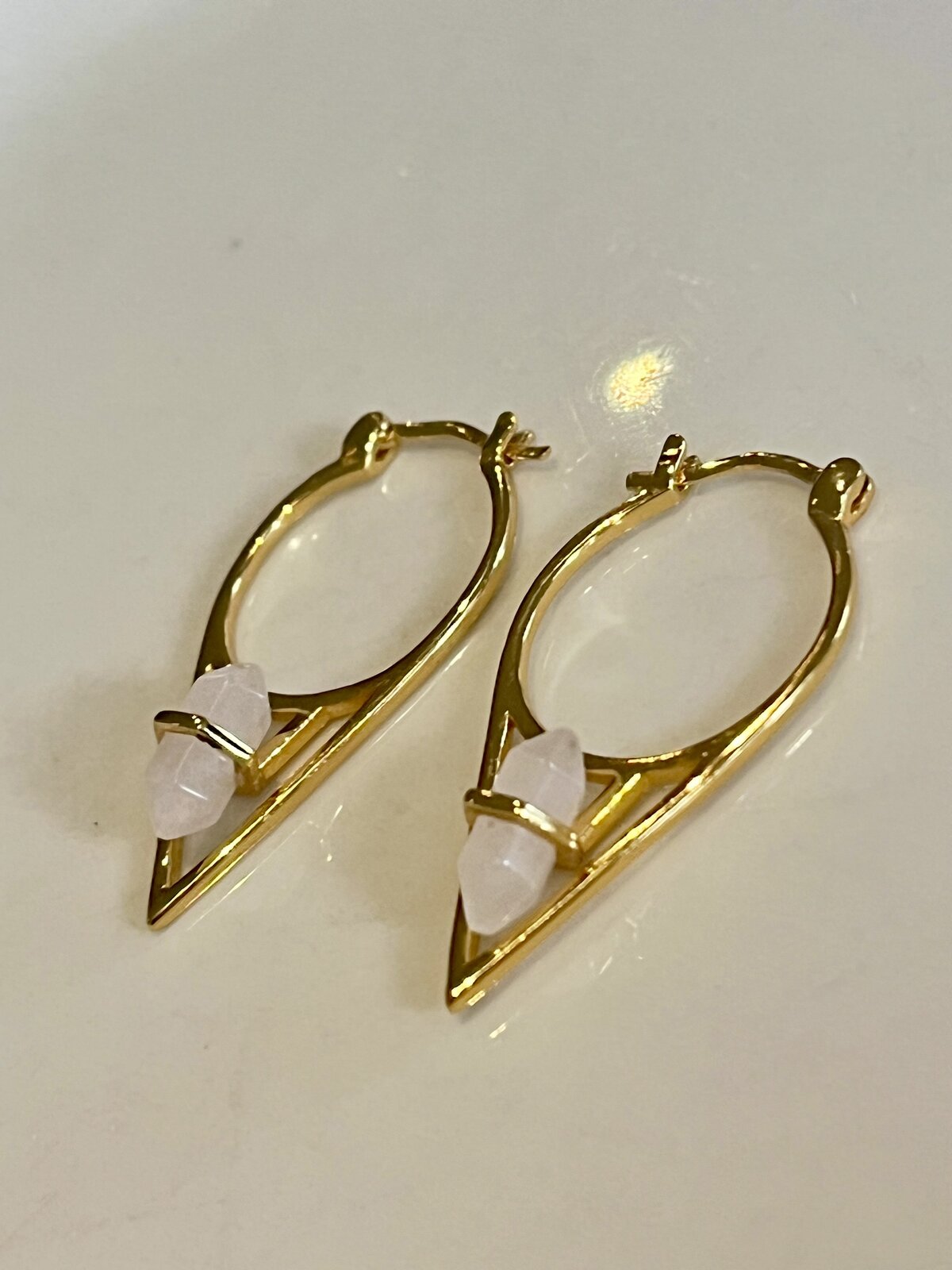 PARISIAN DUSK EARRINGS 14K GOLD VERMEIL WITH ROSE QUARTZ 